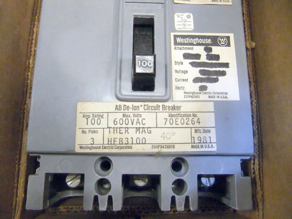 Westinghouse Circuit Breaker HFB3100