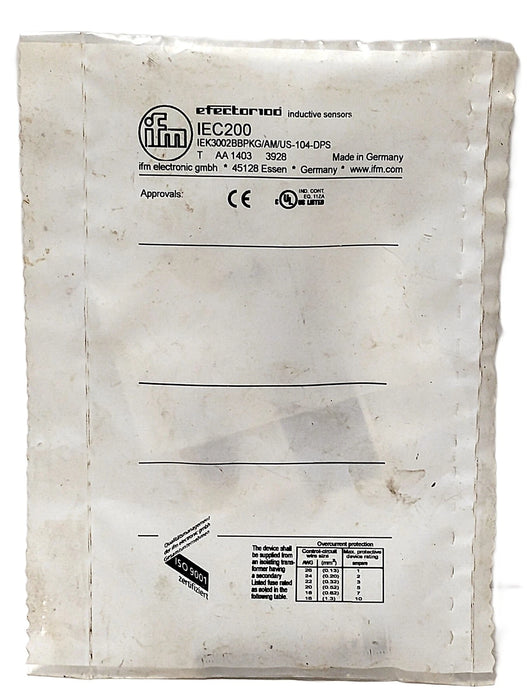 Efector IEK3002BBPKG/AM/US-104 IEC200 10-30 V DC Inductive Proximity Sensor
