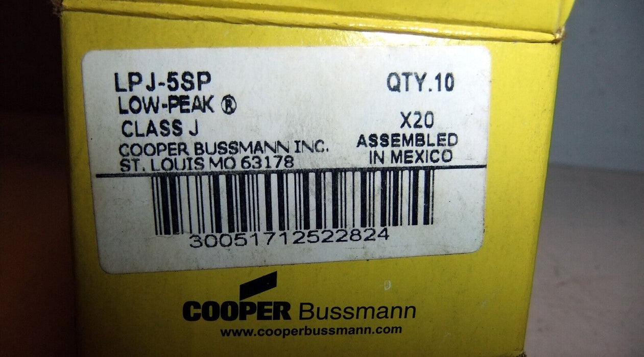10 Bussmann LPJ-5SP LOW-PEAK 5A 600 V Class J Current-Limiting Time-Delay Fuses