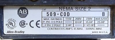 Allen-Bradley 509-COD NEMA 2 Ser B Full Voltage Non-Reversing Starter