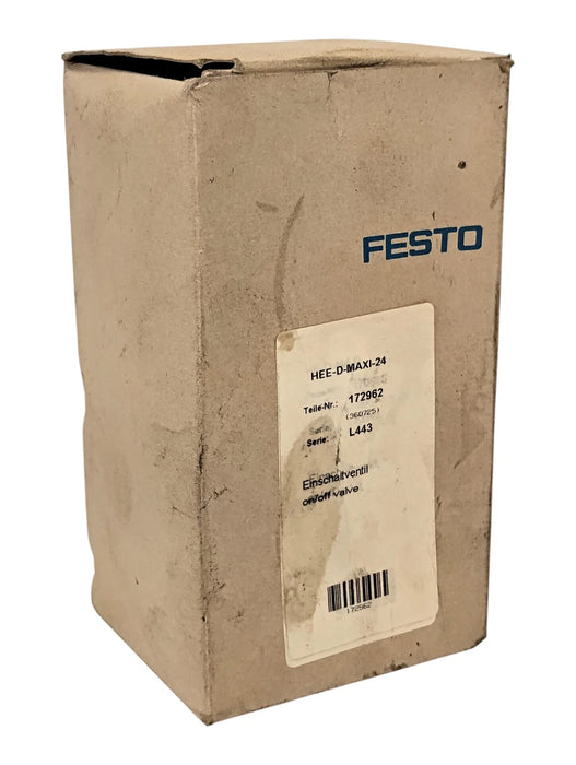 Festo HEE-D-MAXI-24 172962 2.5-16 bar Pneumatic Solenoid Valve w/ 24 V DC Coil