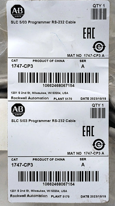 Allen-Bradley 1747-CP3 Series A SLC 5/03 RS-232 PLC Cable