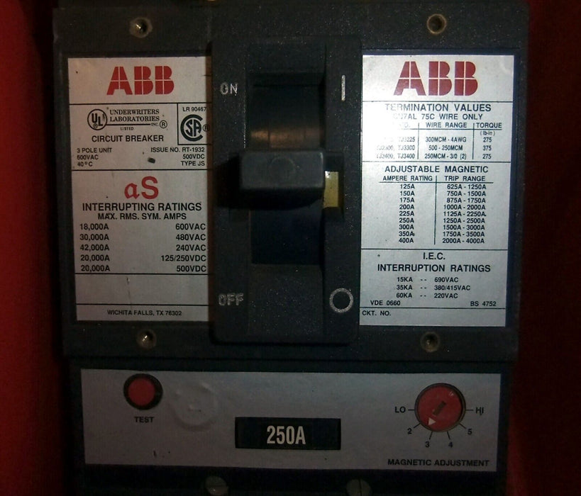 ABB UXAB-718530-R-999 Circuit Breaker 250A Trip
