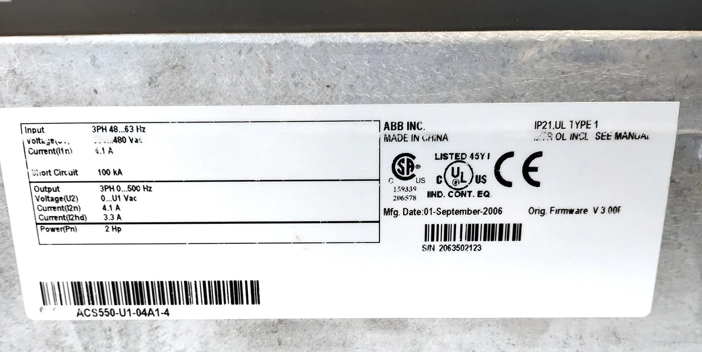 ABB ACS550-U1-04A1-4 380-480 V AC 2 HP AC Drive