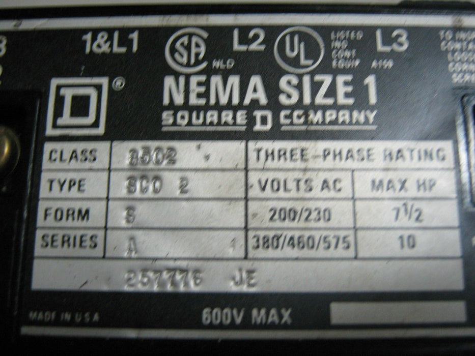 Square D 8502-SC02-V06 Contactor
