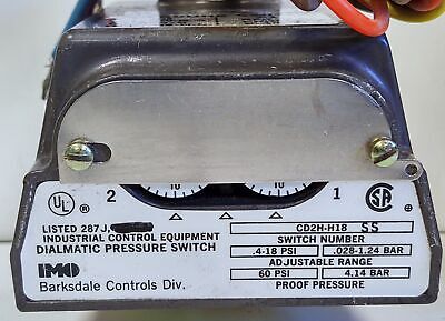 Barksdale CD2H-H18SS DIALAMATIC Adjustable Diaphragm Pressure Switch