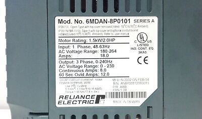 Reliance Electric 6MDAN-8P0101 230 V AC 2 HP AC Drive