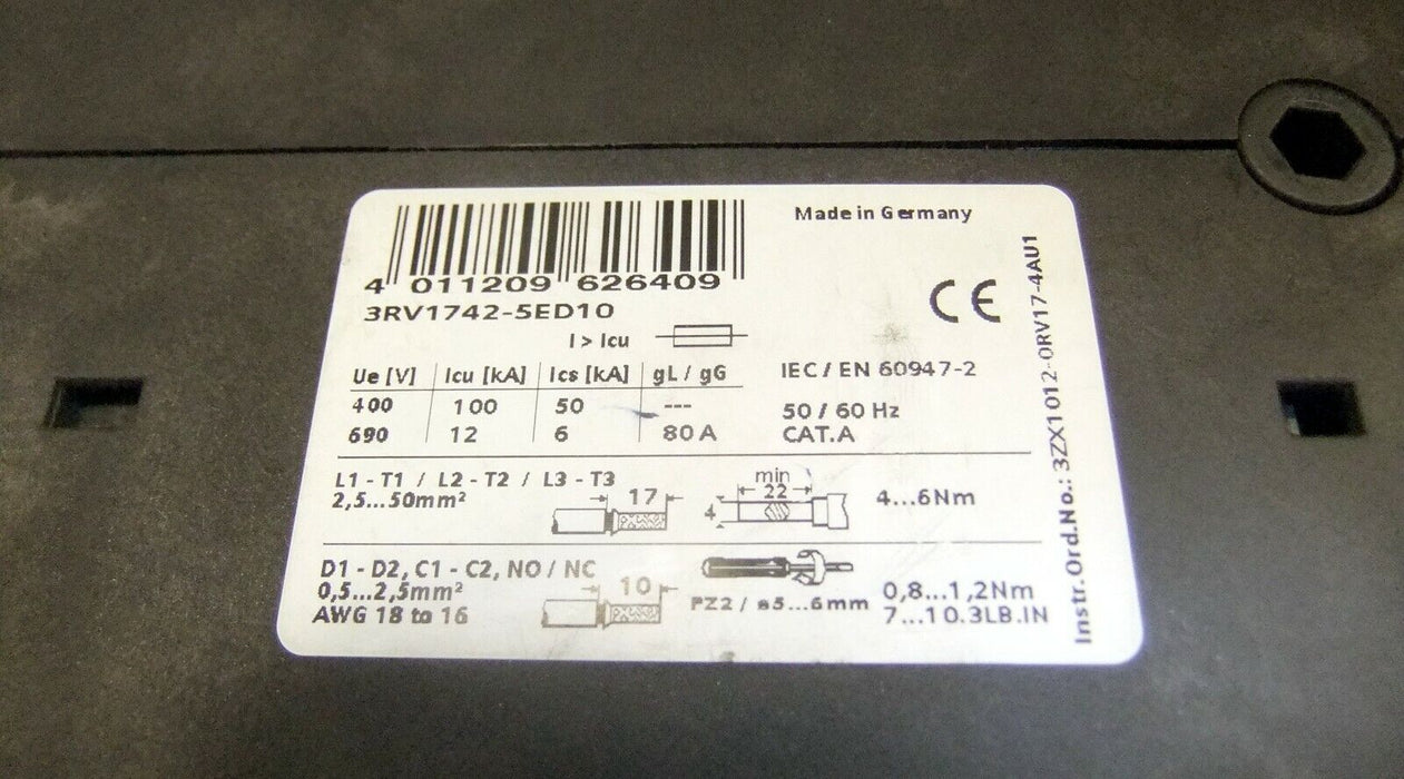 Siemens Circuit Breaker 3RV1742-5ED10