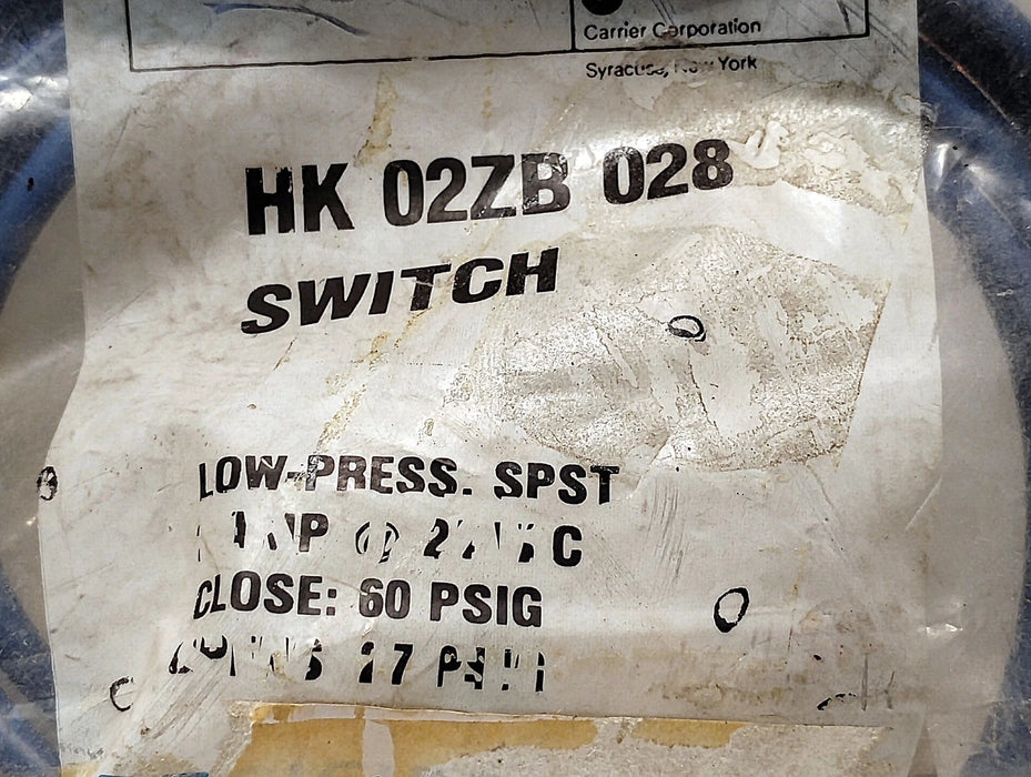 Carrier HK02ZB28 27-60 psi Low Pressure Switch
