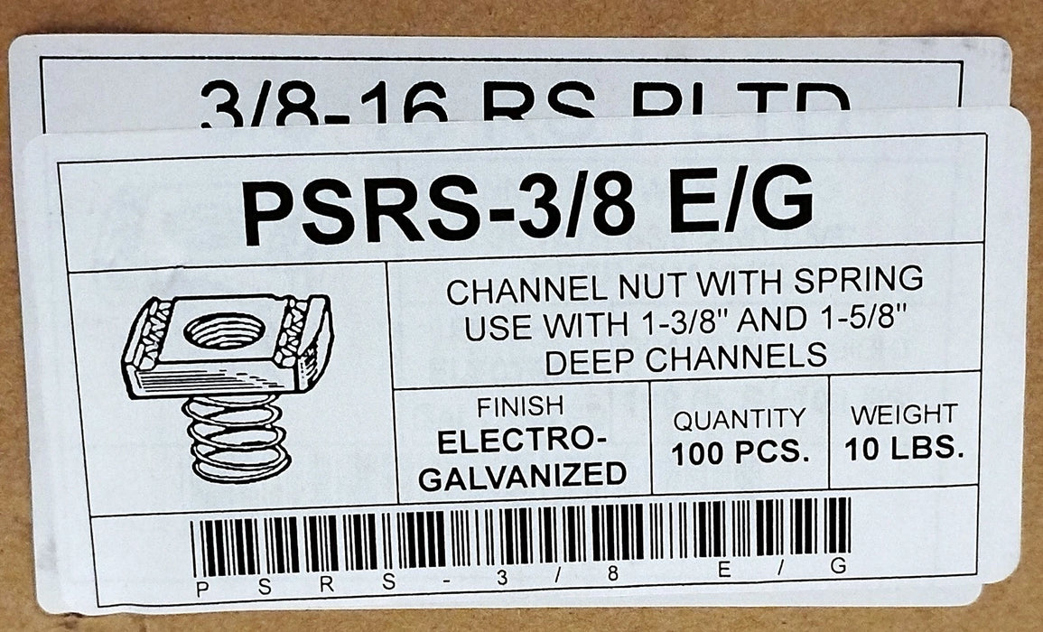 Unbranded PSRS-3/8EG 3/8 in-16 Channel Nut with Spring