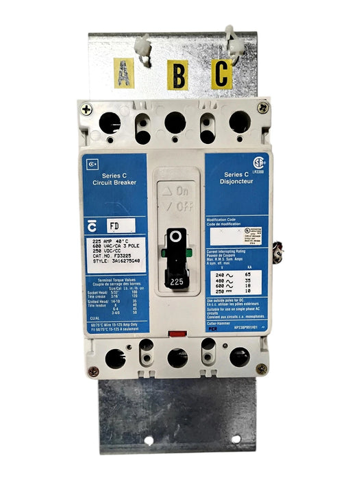 Cutler-Hammer FD3225 3A16275G40 225 A Series C Circuit Breaker