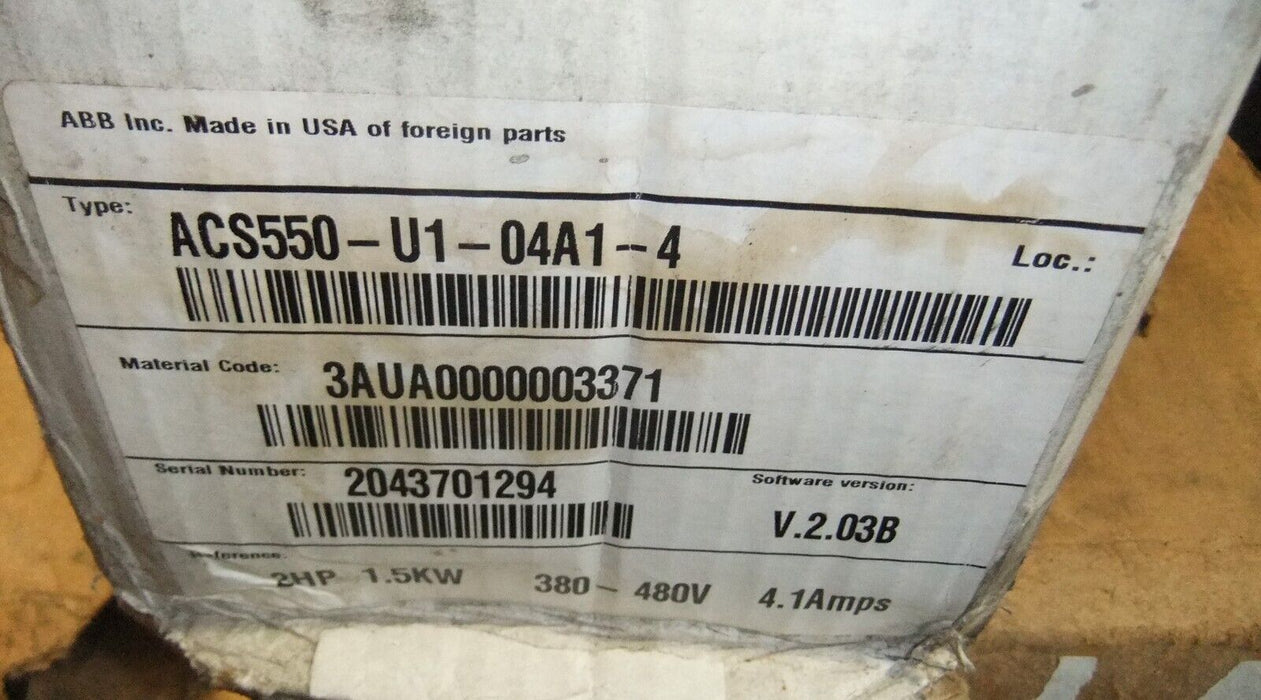 ABB 2HP AC Drive ACS550-U1-04A1-4