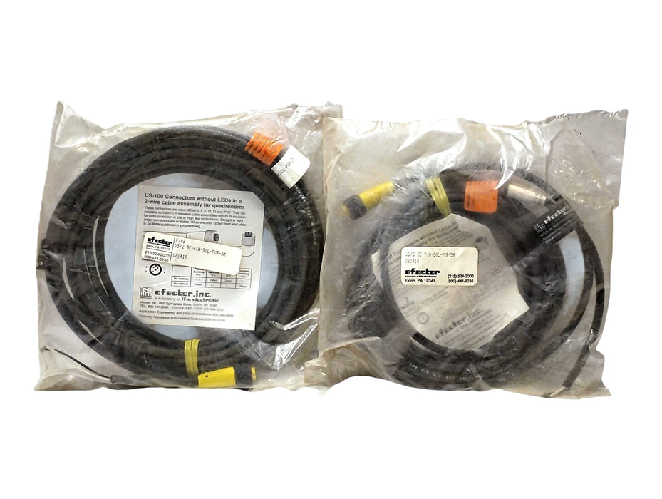 Efector US/2-DC-P/N-S0L-PUR-5M UB0410 PLC Cable w/ One 4-Pin Female Connector