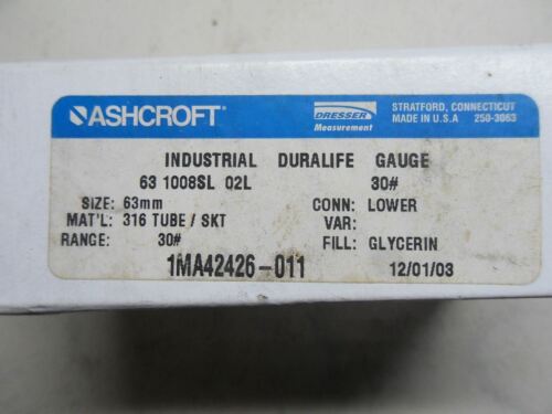 Ashcroft 238A460-02 1Ma42426-011 Pressure Gauge 0-30Psi