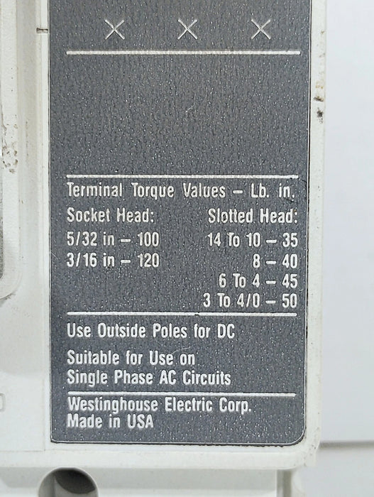 Westinghouse HMCP030H1C Ser C 600VAC/250VDC 30A 3-Pole Motor Circuit Protector
