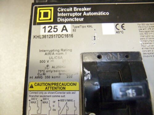 Square D Circuit Breaker 125A KHL3612517DC1616