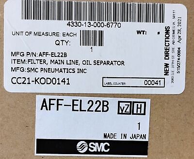 SMC AFF-EL22B Pneumatic Filter Element for AFF22C Mainline Filter