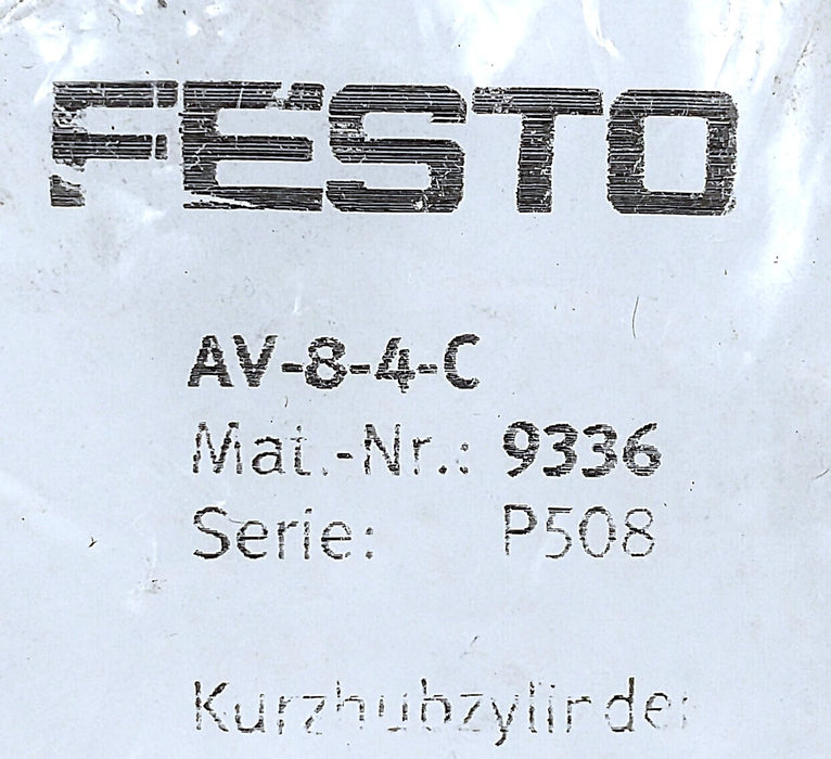 Festo AV-8-4-C 9336 10 bar Pneumatic Cylinder w/ 8 mm Piston and 4 mm Stroke