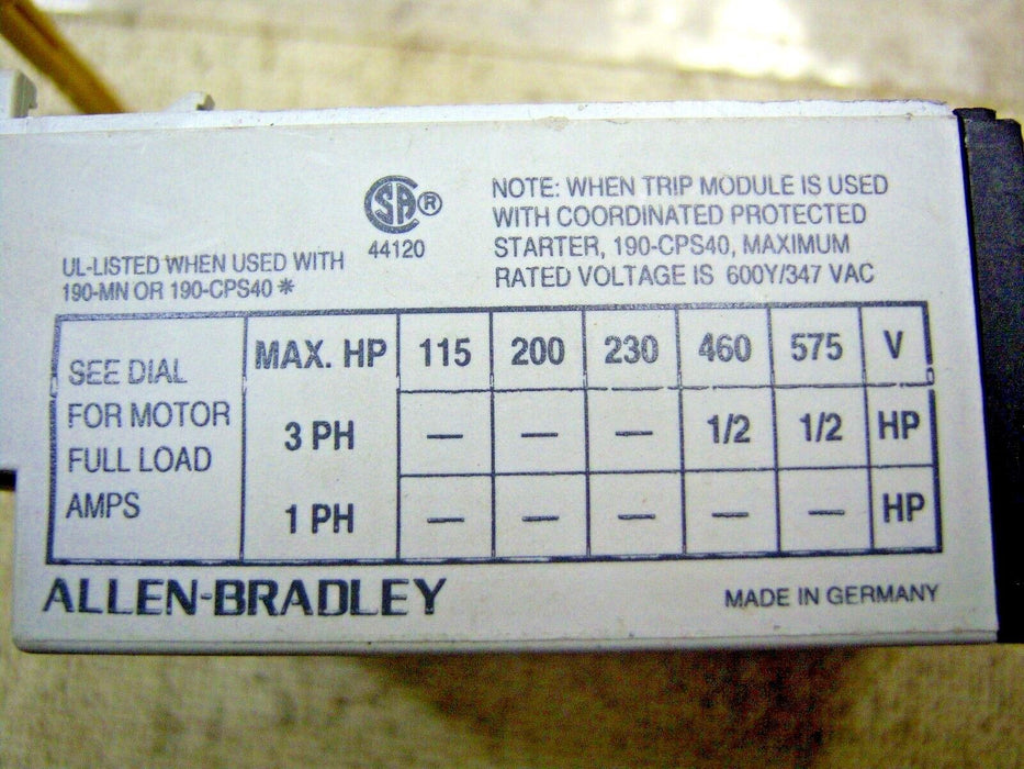 Allen-Bradley Trip Unit 190-P010