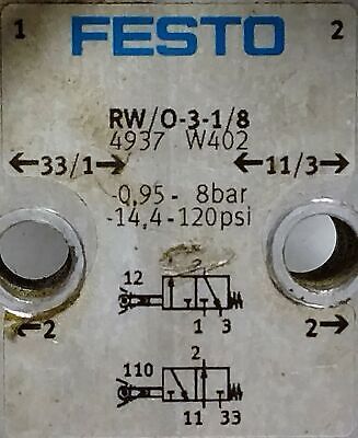 Festo Electric RW/O-3-1/8 Pneumatic Swivel Lever Valve