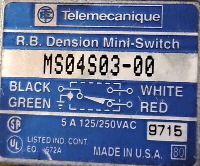 Telemecanique MS04S03-00 125/250 V AC 5 A Limit Switch