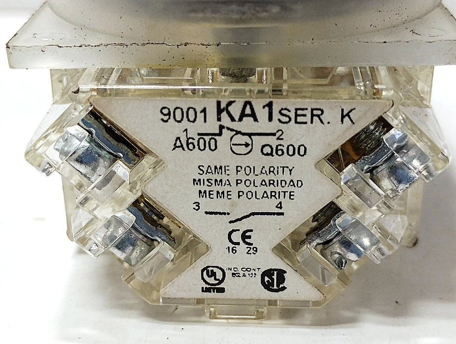 Square D 9001KS11BH2 2-Position Selector Switch w/ Two 9001KA1 Contact Blocks