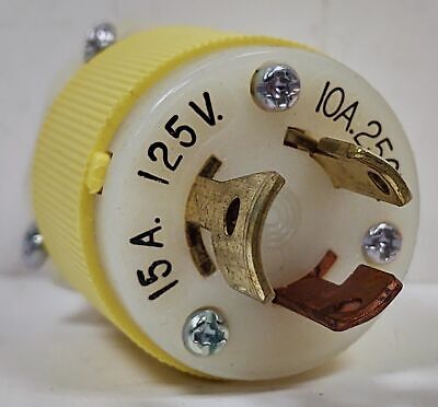 Hubbell HBL7567CY 3 Pole 3 Wire 15/10 A 125/250 V Non-Grounded Male Locking Plug