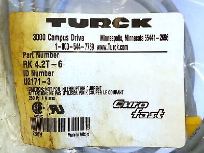 Turck RK 4.2T-6 M12 EUROFAST 6 m PLC Cable