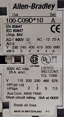 Allen-Bradley 104-C09DJ22 10 A 24VDC Reversing Contactor with Integrated Diode
