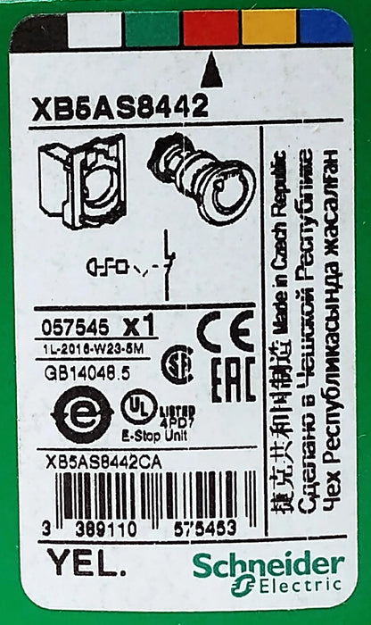 Schneider Electric XB5AS8442 22 mm Push-Twist Release Pushbutton Actuator