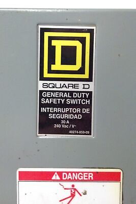 Square D D221N 30 A 240 V 2 P Fused Safety Switch