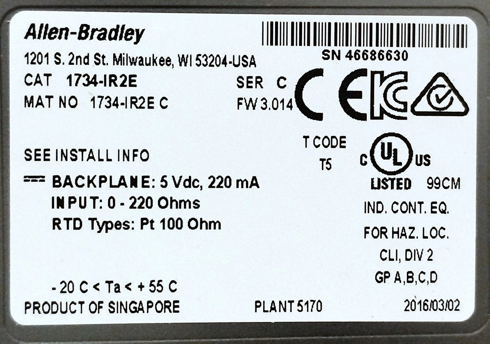 Allen-Bradley 1734-IR2E 5 V DC PLC Input Module