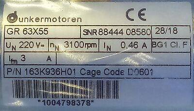 Dunkermotoren GR63X55-SG80K 163K936H01 220 V 3100 RPM 0.46 A GearMotor