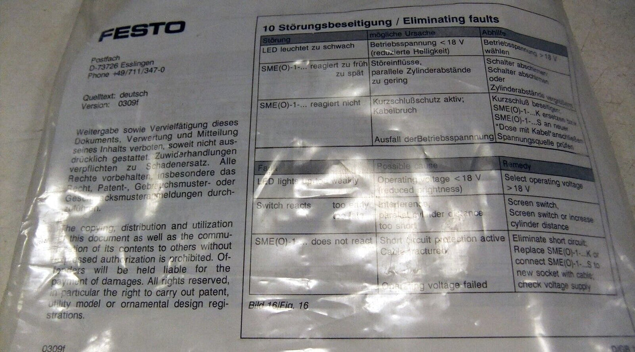 Festo 151669 SME-1-LED-24-B Proximity Sensor