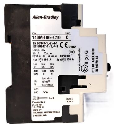 Allen-Bradley 140M-D8E-C10 690 V AC 6.3-10 A Adjustable Circuit Breaker