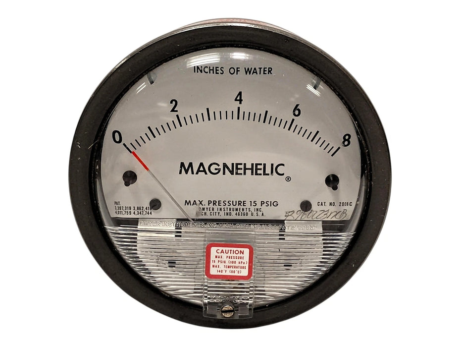 Dwyer 2008C Magnehelic 8 in WC Low Differential Pressure Gauge w/ 1/8 in Port