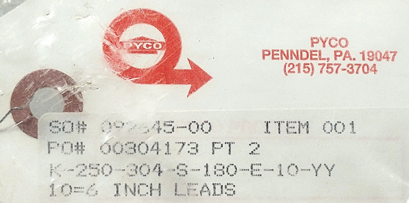 PYCO K-250-304-S-180-E-10-YY Thermocouple Assembly w/ 6 in Leads