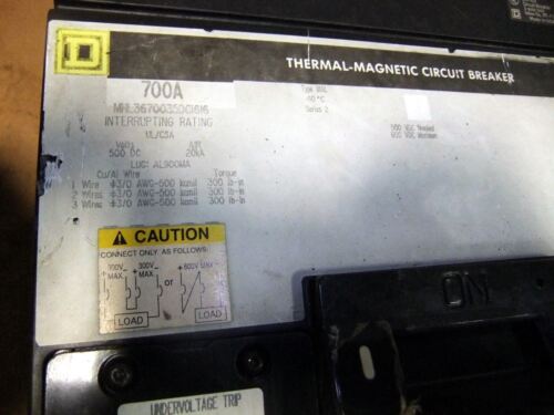 Square D 700A Circuit Breaker MHL3670035DC1616