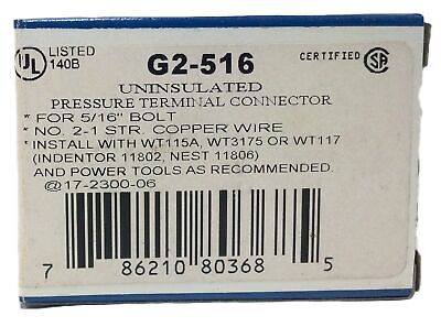 Thomas & Betts G2-516 Non-Insulated Tubular Ring Terminal Connector - Qty. of 10
