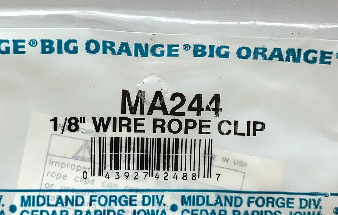 Columbus McKinnon M244 MA244 1/8 in Galvanized Steel Wire Rope Clip