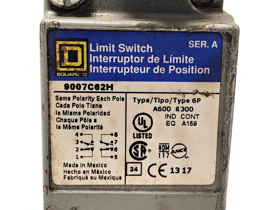 Square D 9007C62H Series A 600 V AC 10 A Maintained Toggle Limit Switch