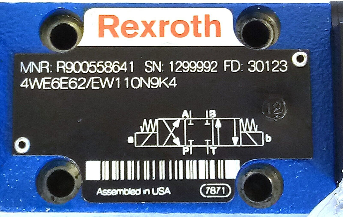 Rexroth R900558641 4WE 6 E62/EW110N9K4 Hydraulic Solenoid Valve
