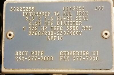 Scot Pump 3022k255 MOTORPUMP 16JM
