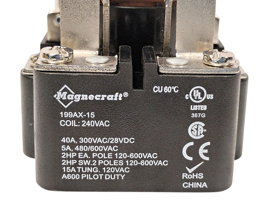 Magnecraft 199AX-15 300VAC/28VDC40 A DPDT Relay w/ 240 V AC Coil