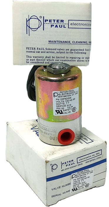 Peter Paul 22P9DGM 120 V AC 7.7 W 50 psi Safety Solenoid Valve w/ 3/16 Orifice
