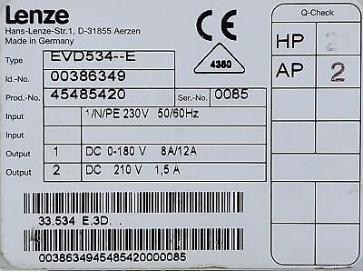 Lenze Americas EVD534-E DC Inverter Drive