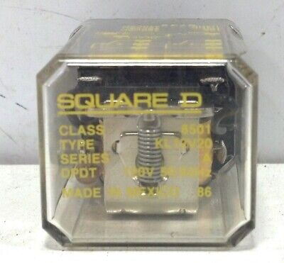 Square D 8501-KL12-V20 10 A 120 V AC DPDT Latching Type Relay