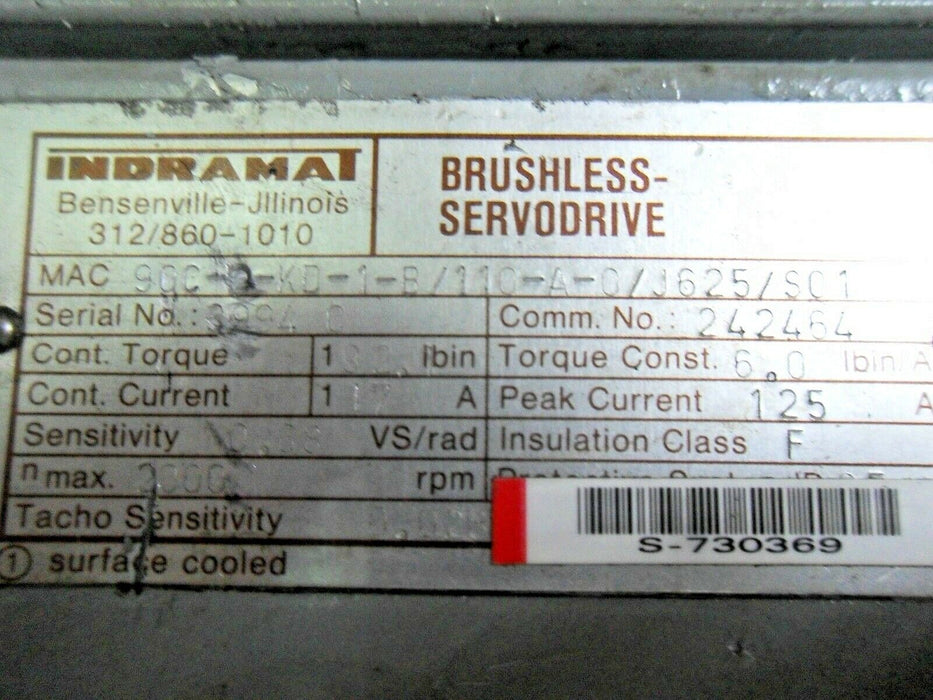 INDRAMAT MAC90C-2-KD-1-B/110-A-0/J625/S01 SERVO MOTOR