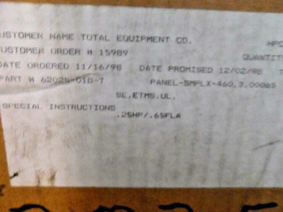 Hydromatic Pumps 62025-018-7 Control Panel Type 3 R