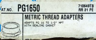 Thomas and Betts PG16-50 Metric PG16 to 1/2 inch NPT Thread Adapter w/ Gasket